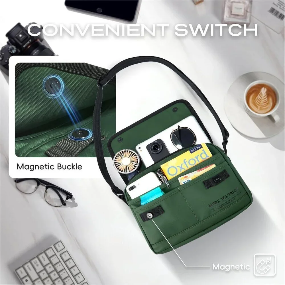 Unisex Water-Resistant Crossbody Bag Minimalist Shoulder Bag with Pockets